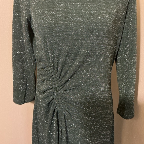Donna Morgan Sparkling Green Long Sleeve Dress - Picture 4 of 6